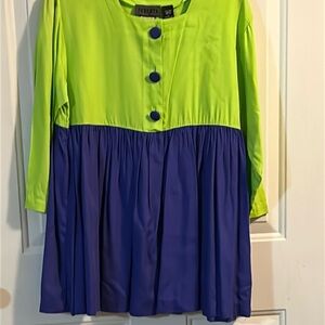 Forenza Green and Blue Button Down Shirt Smooth Fabric